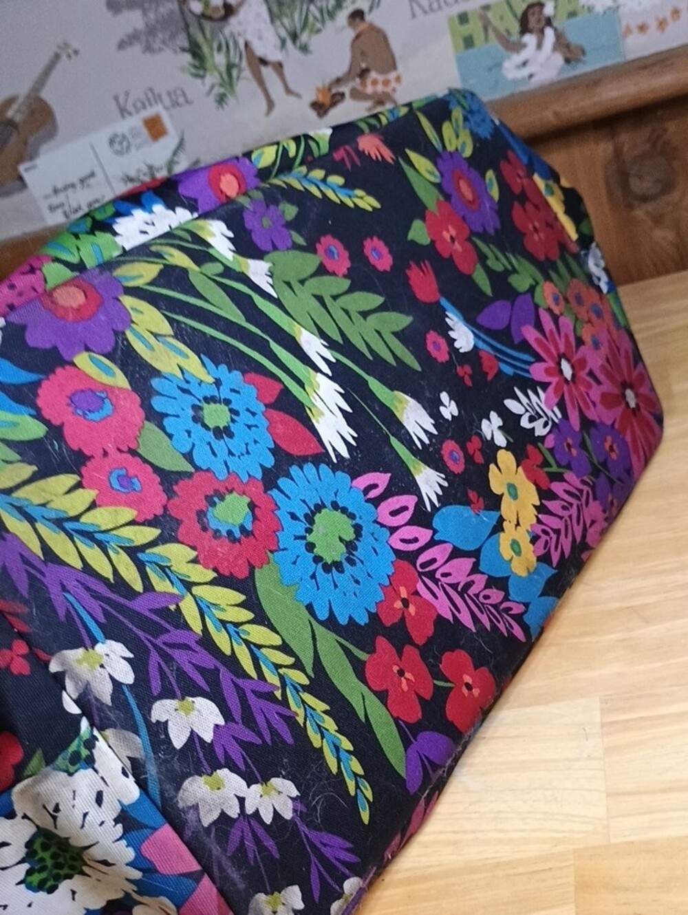 Vera Bradley Canvas Black Floral Travel Duffel with Bright Multicolor Flowers - Picture 10 of 11